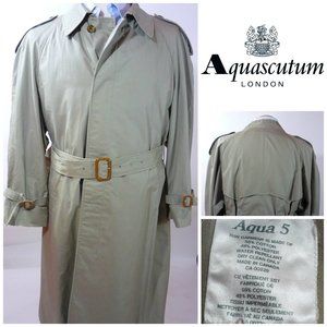 AQUASCUTUM Mens Trench Coat 38 short Aqua 5 Water